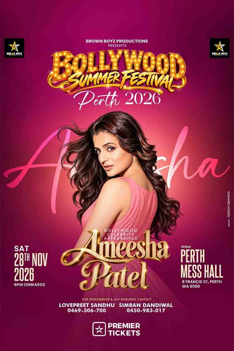 Bollywood Summer Festival Perth 2026 With Ameesha Patel