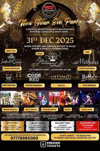 New Year Eve Party 2025-26 The Platinum Suite Leicester