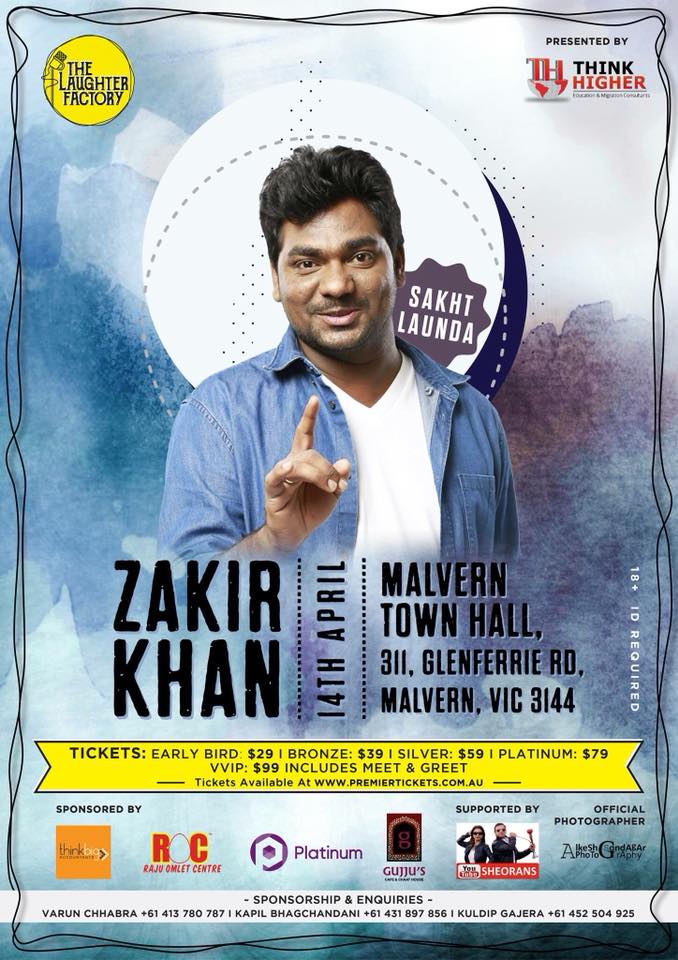 Zakir Khan Stand Up Comedian Live in Melbourne