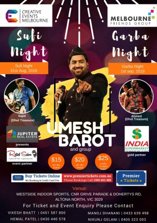 Sufi & Garba Night with UMESH BAROT Live in Melbourne