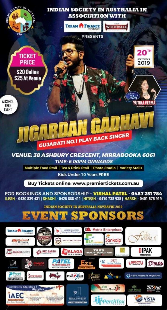 Navratri with Jigardan Gadhavi in Perth 2019