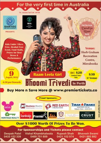 Navratri Dandiya with Bhoomi Trivedi Live in Perth 2019