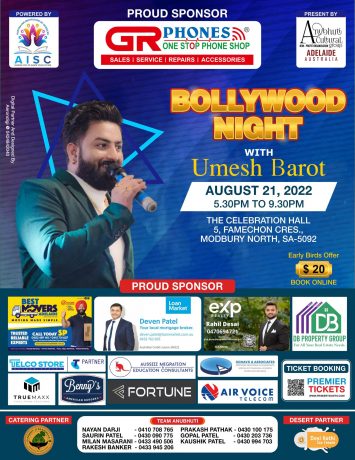 Bollywood Night with Umesh Barot 2022 - Adelaide