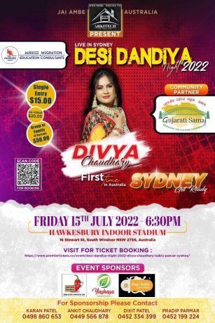 Desi Dandiya Night 2022 - DIVYA CHAUDHARY & BABLU PANSAR - Sydney