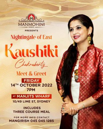 Meet & Greet with Nightingale of East - Kaushiki Chakraborty in Sydney