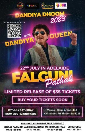 Dandiya Dhoom 2023 with Dandiya Queen Falguni Pathak in Adelaide