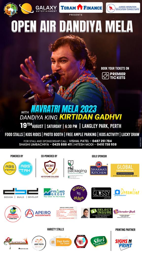 Open Air Dandiya Mela 2023 with Kirtidan Gadhvi in Perth