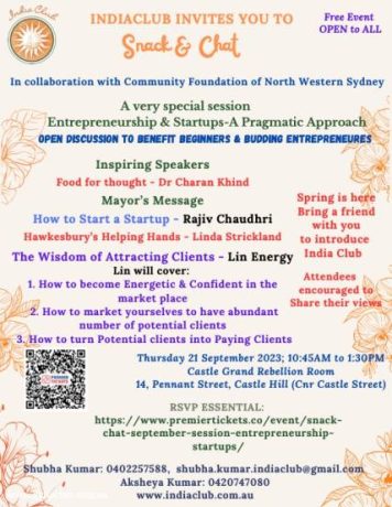 Snack & Chat September Session - Entrepreneurship & Startups