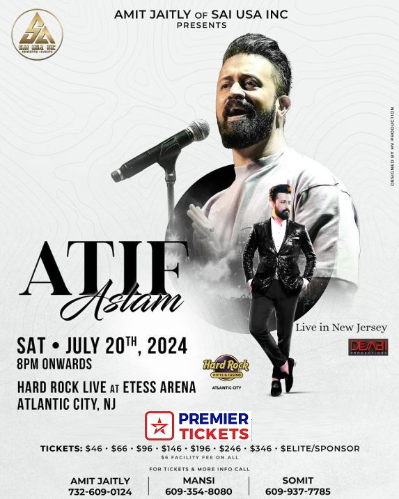 Atif Aslam Live in Concert New Jersey 2024 Premier Tickets