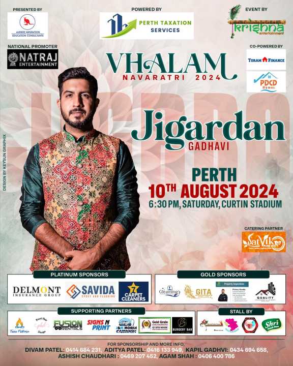 Vhalam Navaratri with Jigardan Gadhavi 2024 – Perth