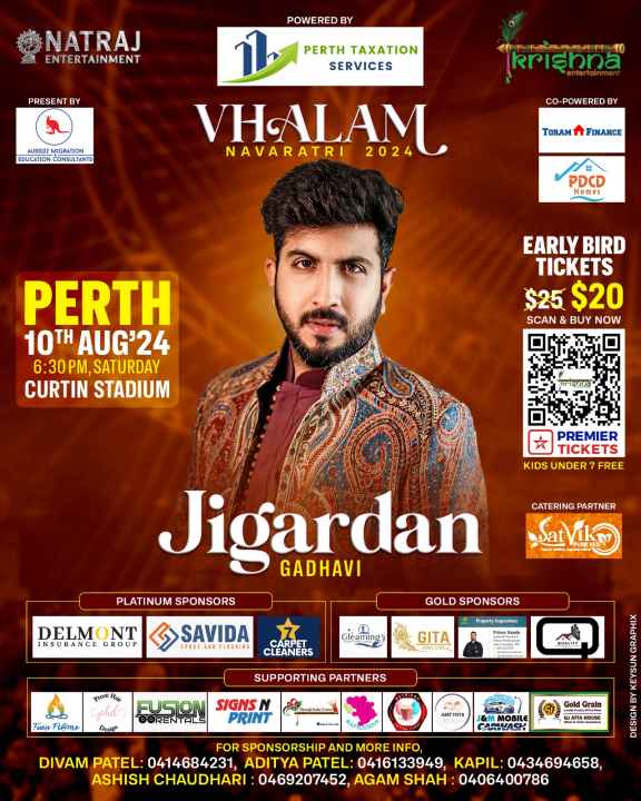 Vhalam Navaratri with Jigardan Gadhavi 2024 - Perth