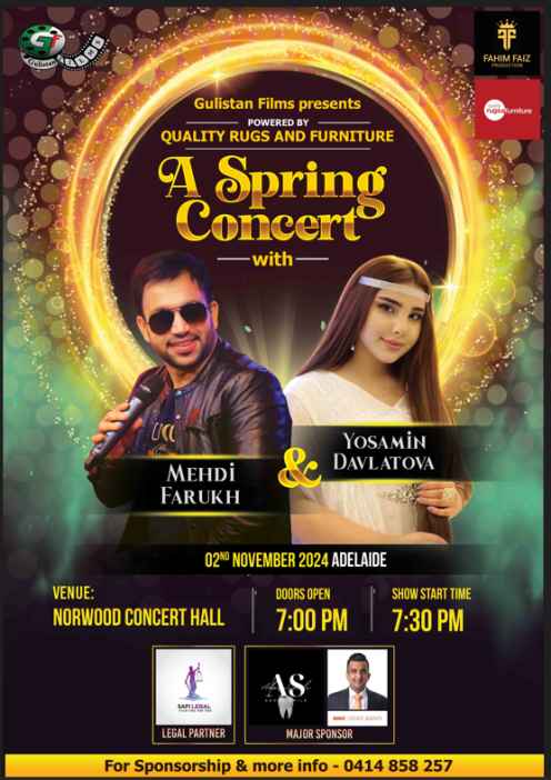 A Spring Concert with Mehdi Farukh & Yosamin Davlatova 2024 - Adelaide A Spring Concert with Mehdi Farukh & Yosamin Davlatova 2024 - Adelaide