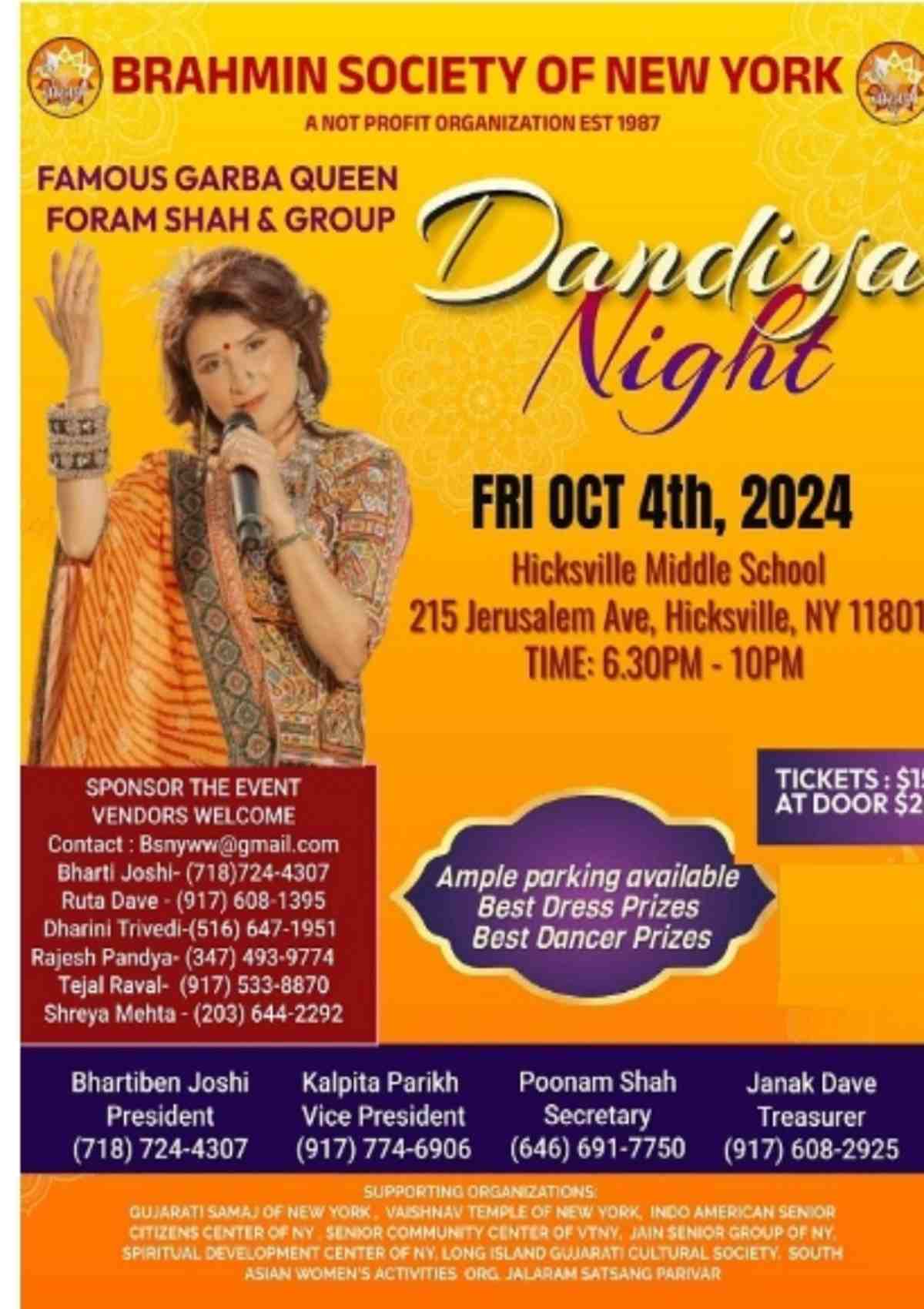 Brahmin Society of New York Celebrate Navaratri Dandiya Night with Garba Queen Foram Shah Brahmin Society of New York Celebrate Navaratri Dandiya Night with Garba Queen Foram Shah