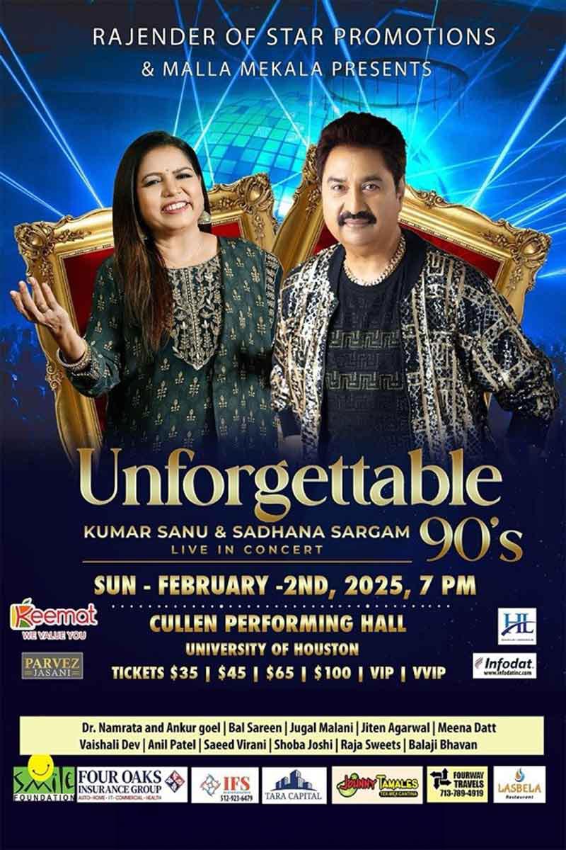 Unforgetable 90s Kumar Sanu & Sadhna Sargam Live in Concert Houston Unforgetable 90s Kumar Sanu & Sadhna Sargam Live in Concert Houston