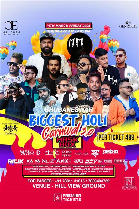 BHUBANESWAR BIGGEST OPEN AIR HOLI CARNIVAL 3.0 - 2025 BHUBANESWAR BIGGEST OPEN AIR HOLI CARNIVAL 3.0 - 2025