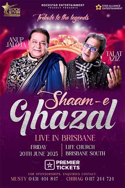 Shaam-e Ghazal by Anup Jalota and Talat Aziz in Brisbane Shaam-e Ghazal by Anup Jalota and Talat Aziz in Brisbane