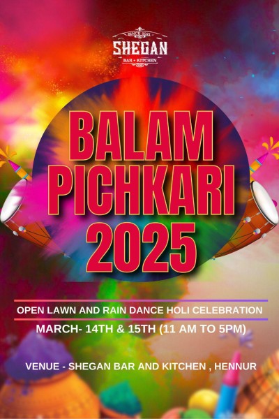 Balam Pichkari 2025 – Rain Dance Holi Party – 15th March