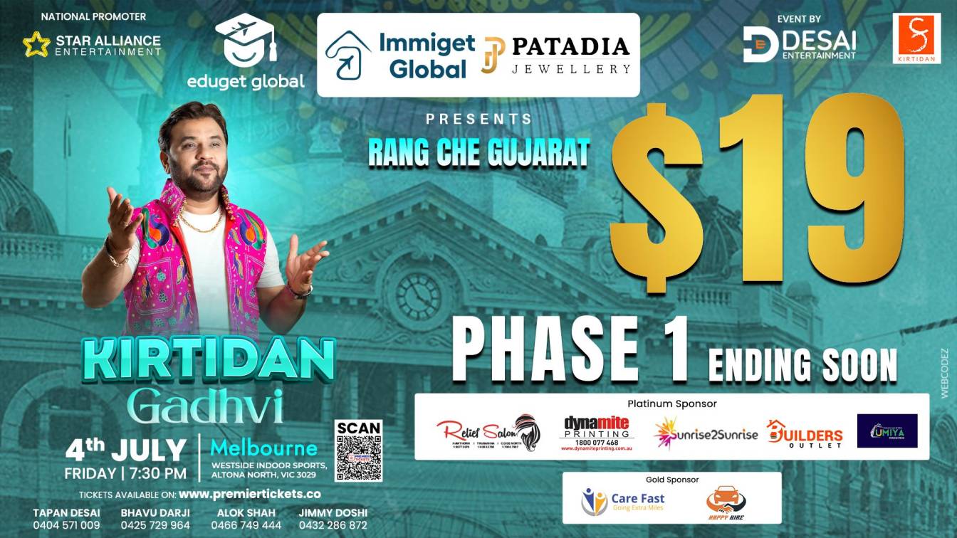 Rang Che Gujarat 2025 by Kirtidan Gadhvi in Melbourne