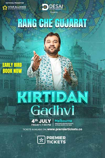 Rang Che Gujarat 2025 by Kirtidan Gadhvi in Melbourne Rang Che Gujarat 2025 by Kirtidan Gadhvi in Melbourne