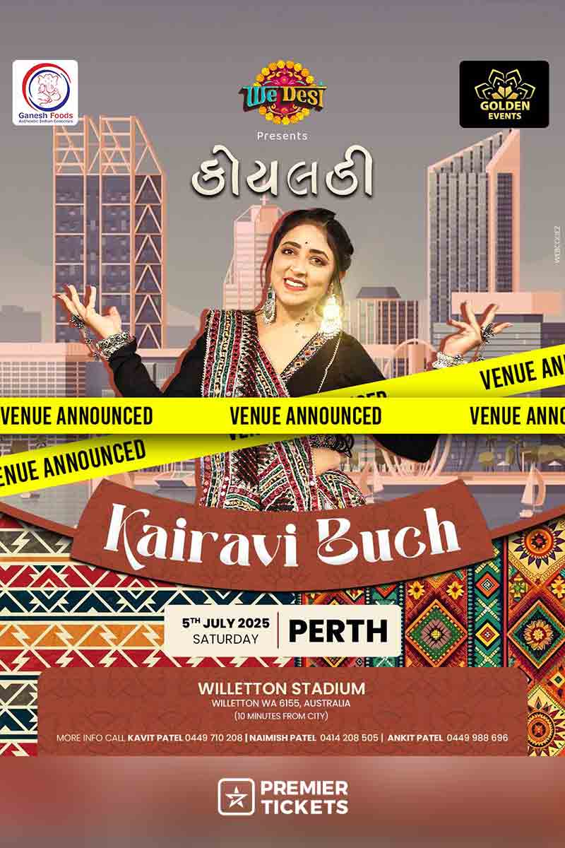 Raas Garba 2025 with Kairavi Buch Live in Perth Raas Garba 2025 with Kairavi Buch Live in Perth
