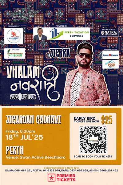 Vhalam Navratri 2025 With Jigardan Gadhavi in Perth