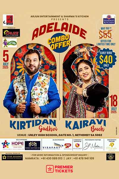Combo Pass - Kirtidan Gadhvi & Kairavi Buch - Adelaide 2025 (Kairavi Buch Event Cancelled)