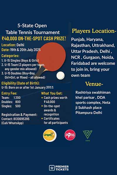 5 State Open Table Tennis Tournament - 2025 5 State Open Table Tennis Tournament - 2025