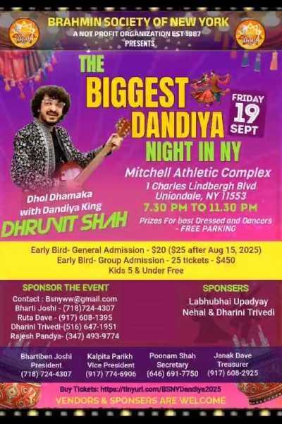 Brahmin Society of NY presents Dandiya night 2025 Brahmin Society of NY presents Dandiya night 2025