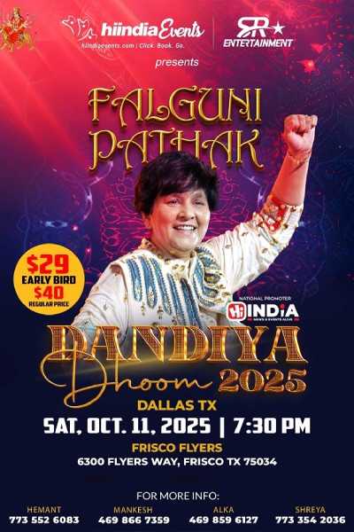 Falguni Pathak – Dandiya Dhoom 2025 in Dallas