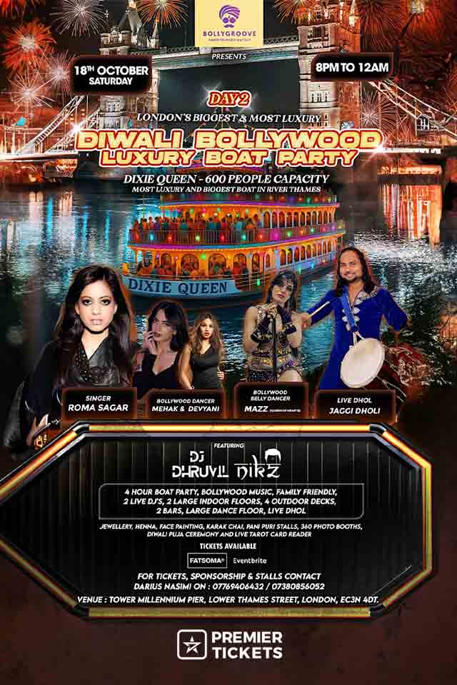 DAY 2 - LONDON'S BIGGEST & MOST LUXURY PRE-DIWALI BOLLYWOOD BOAT PARTY 2025 DAY 2 - LONDON'S BIGGEST & MOST LUXURY PRE-DIWALI BOLLYWOOD BOAT PARTY 2025