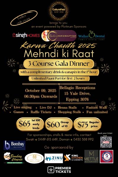 Karwa Chauth 2025 Mehndi ki Raat (Ladies Only) - Epping