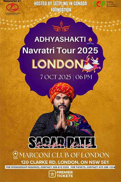 Sagar Patel Adhyashakti Navratri Garba in Ontario London – 2025