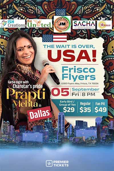 Prapti Mehta Garba Night with Charotar Pride in Dallas 2025