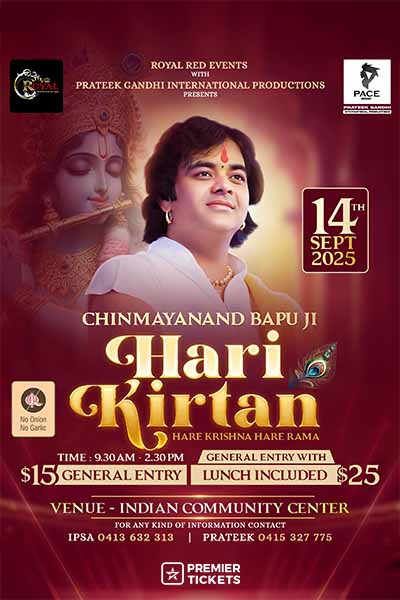 SOULFUL HARI KIRTAN WITH CHINMAYANAND BAPU JI – Perth 2025