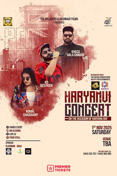 Haryanvi Concert Perth 2025 - Ft.  Khasa Aala Chahar, KD Desi Rock & Komal Chaudhary