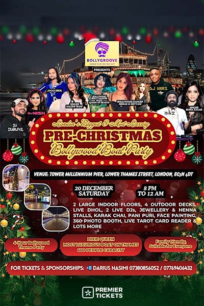 LONDON'S BIGGEST & MOST LUXURY PRE-CHRISTMAS BOLLYWOOD BOAT PARTY 2025