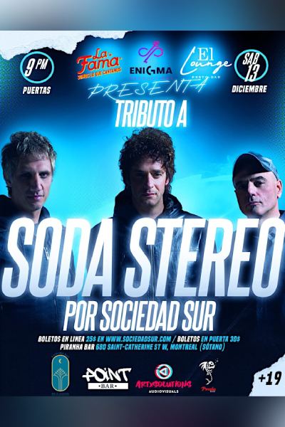 TRIBUTO SODA STEREO POR SOCIEDAD SUR - PIRANHA BAR - MONTREAL