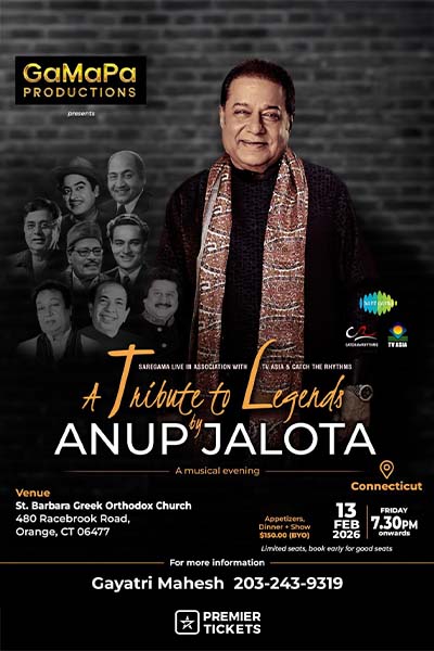 A Tribute to Legends By Anup Jalota in Connecticut - 2026