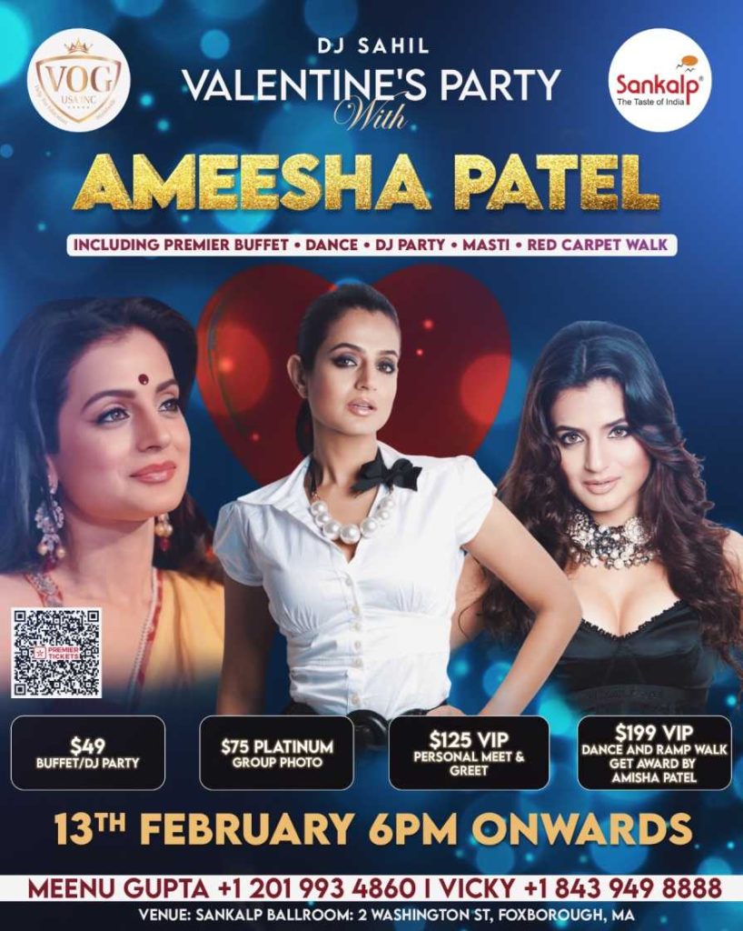 Valentines Party With Ameesha Patel – Boston 2026