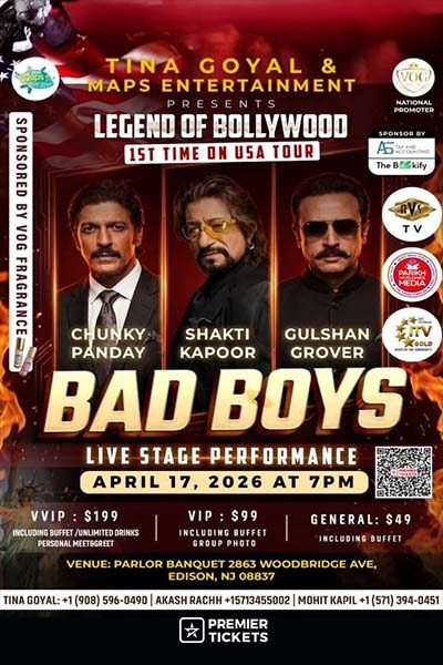 Bad Boys (Chunky Pandey, Shakti Kapoor, Gulshan Grover) Live in New Jersey – 2026