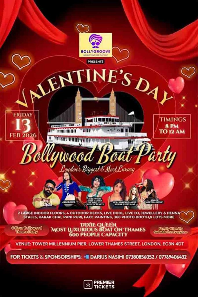 LONDON'S BIGGEST & MOST LUXURY VALENTINE'S DAY BOLLYWOOD BOAT PARTY 2026